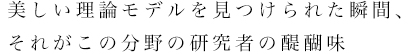 美しい理論モデルを見つけられた瞬間、それがこの分野の研究者の醍醐味