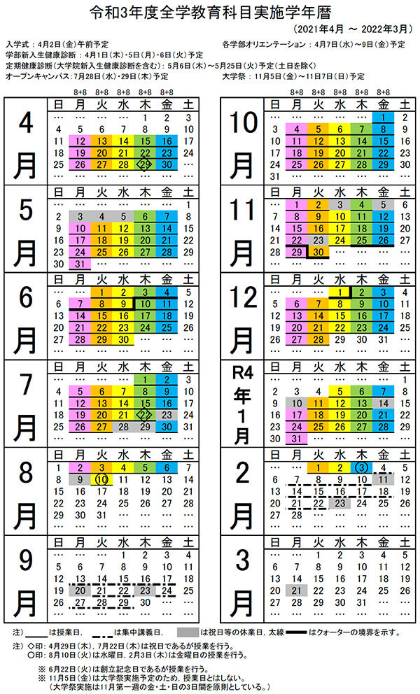東北大学大学院理学研究科 理学部 在学生の方へ 授業日程 令和3年度 全学教育科目学年暦 授業日程 東北大学大学院理学研究科 理学部 在学生の方へ 授業日程 令和3年度 全学教育科目学年暦 授業日程